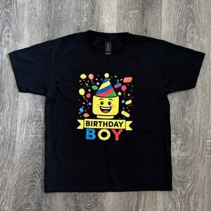 Lego Building Bricks Boy Birthday Shirt in Black - Youth Size: Small